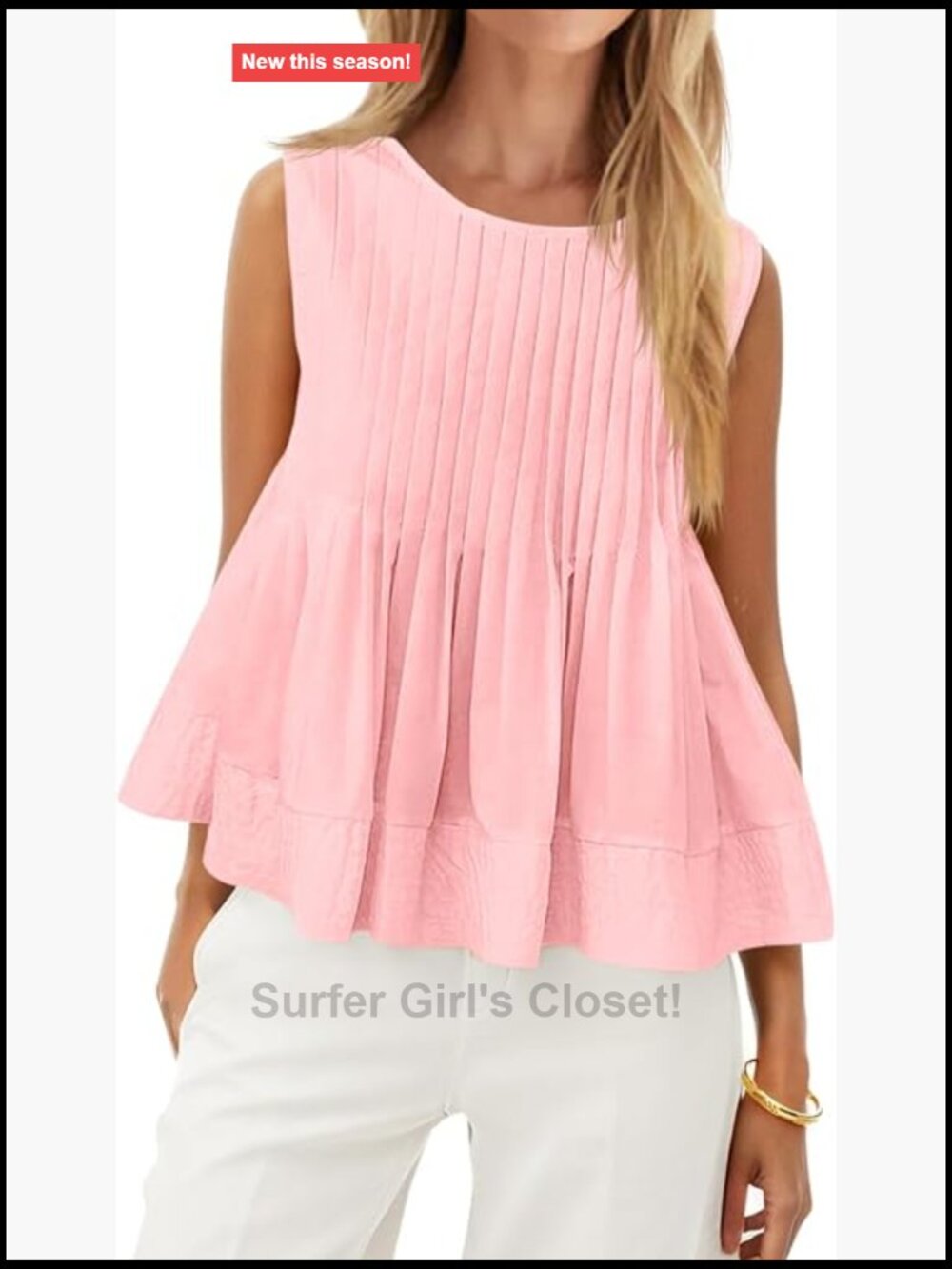 Cicy Bell Women's Peplum Babydoll Cotton Tank Top Sleeveless Pleated Flowy